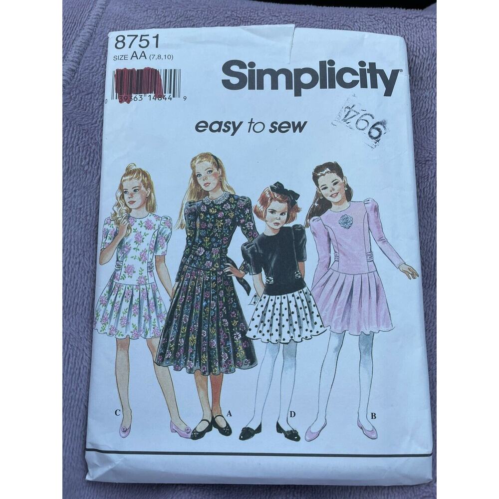 Simplicity vintage girls dress size 7, 8, 10 #8751